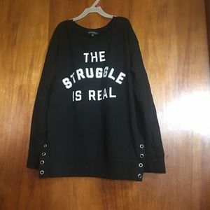 Black “the struggle is real “ long sleeve tee